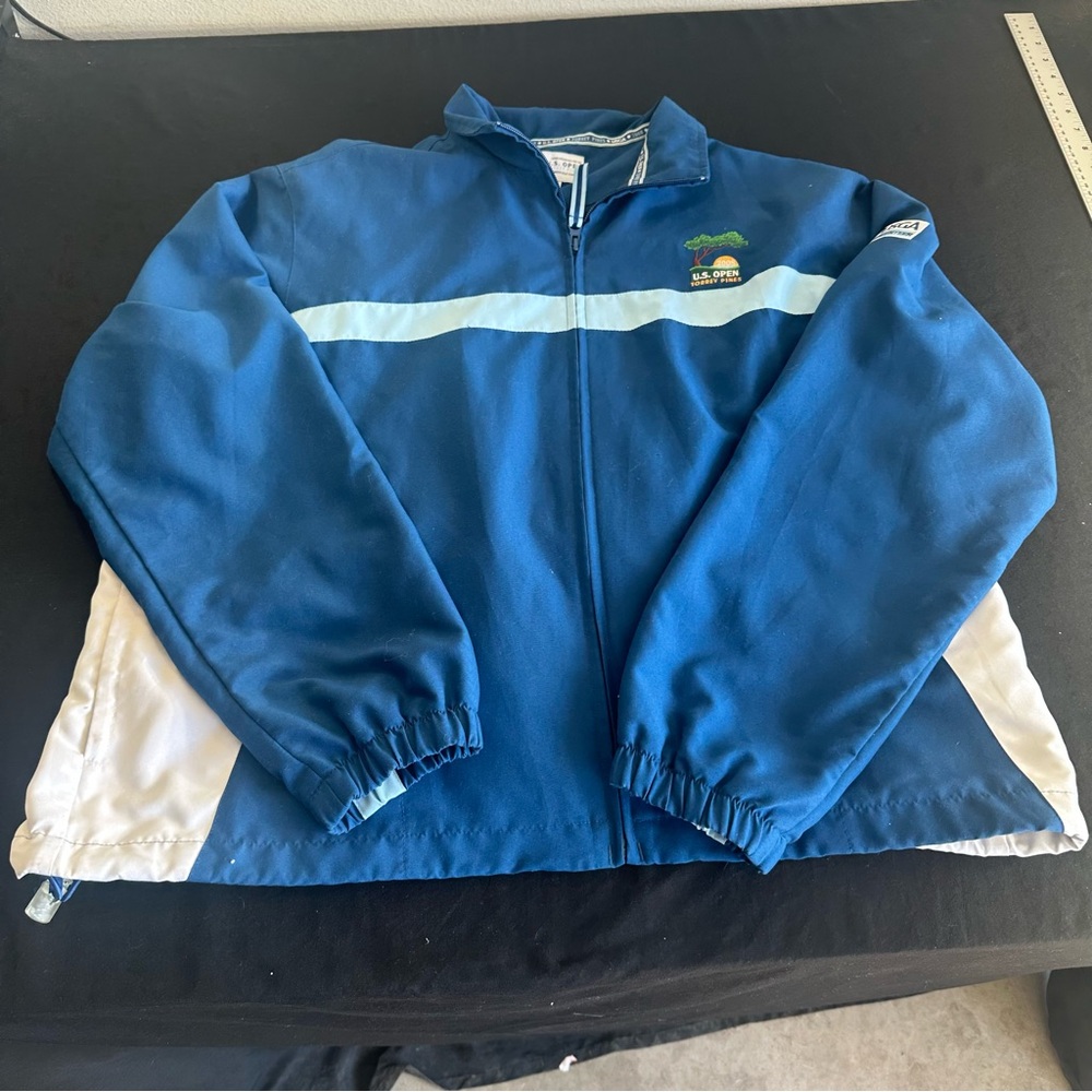 Ashworth Golf Company Blue Striped Zip Jacket U.S. Open Torrey Pines 2008 XL Wom